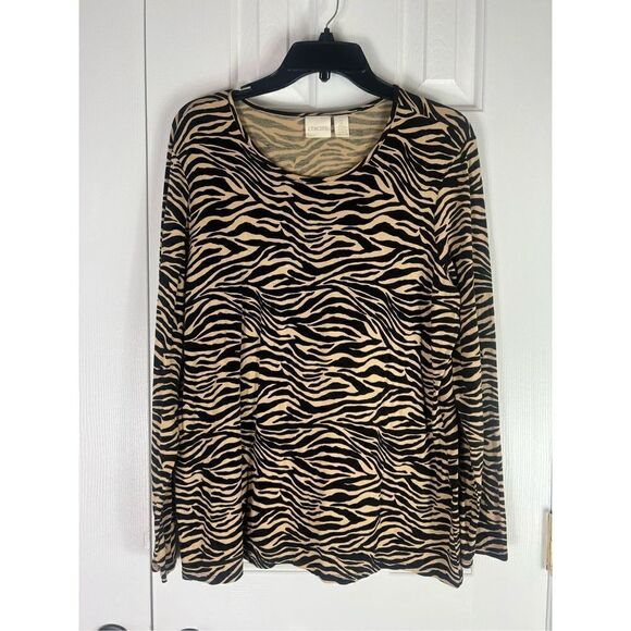 Chicos Womens Leopard Blouse Size 2 US 12 - Picture 1 of 3